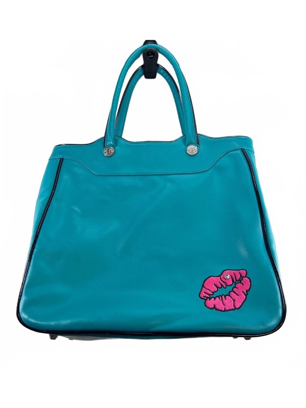 NWT Vintage Y2K Betseyville Betsey Johnson Teal Air Travel Tote Bag - Picture 2 of 9